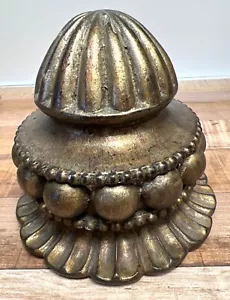 Vintage Gold-Toned Decorative Resin Lidded Jar With Ornate Design, Heavy - Picture 1 of 5