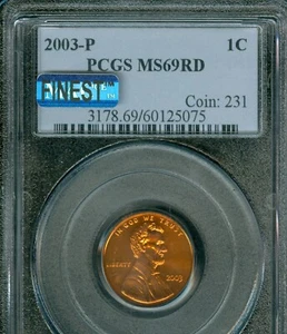 2003 LINCOLN CENT PCGS MS69 RED MAC FINEST & SPOTLESS . - Picture 1 of 2