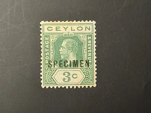 CEYLON Sri Lanka KGV SPECIMEN STAMP 3 CENTS MINT Cover