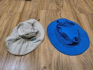 Baby - Toddler Boy Lot Of 2 Sun Hats 6-24 Month Blue & Khaki - Picture 1 of 4