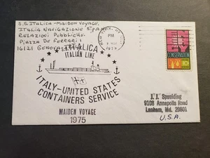 Cargo Ship SS ITALICA, Italian Line Naval Cover 1975 MAIDEN VOYAGE Cachet NY - Picture 1 of 2