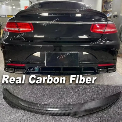 Asa spoiler traseira de carbono real para Mercedes-Benz W217 C217 S550 S63 S65 - Imagem 1 de 4