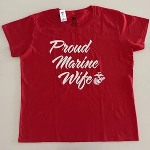 UNITED STATES MARINE CORPS USMC - “PROUD MARINE WIFE” Red T-Shirt - Sz XXL - NWT - Picture 1 of 4