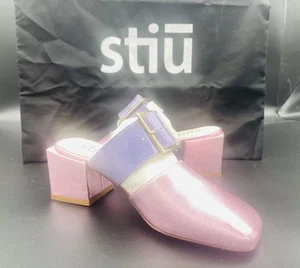 StiU Größe EU 36 Hot Pink und Lavendel Riemen - Metallic Schnalle Pantolette Made in Spain - Bild 1 von 9