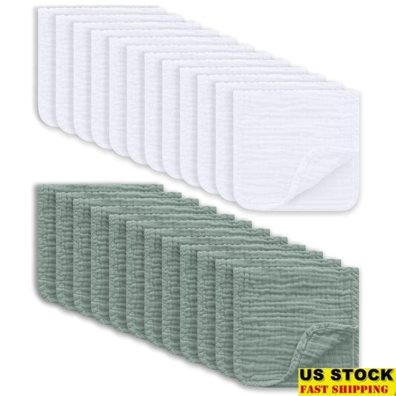 Paños para eructos de muselina de algodón suaves absorbentes multifunción toallitas para bebés paños EE. UU. Foto 1 de 4