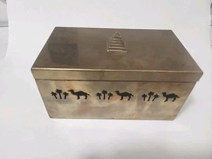 Vintage Egyptian Collectible Brass Box camelJewelry Trinket Potpourri Box 7x4 - Picture 1 of 5