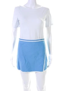 House of Harlow 1960 Womens Faux Wrap A Line Mini Skirt Sky Blue White Size Smal - Picture 1 of 6