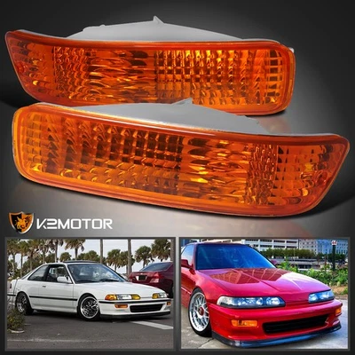 Fits 1992-1993 Acura Integra Amber Bumper Lights Signal Parking Lamps Pair 92-93 Foto 1 de 4