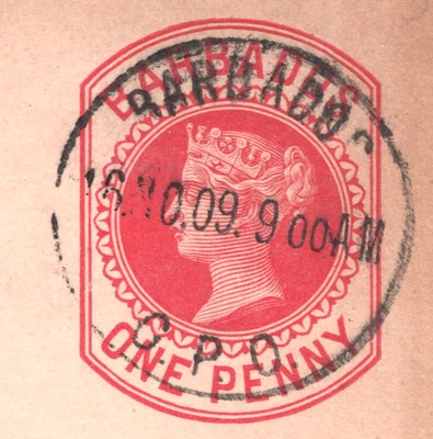 Tarjeta de papelería Barbados QV 1909 Montserrat {samwells-covers}XW323 Foto 1 de 4