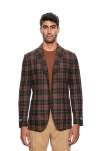 $1799 BELVEST Rust Wool Cashmere Check Jacket 40 US / 50 EU Drop 8R  F/W 2018 - Picture 1 of 7