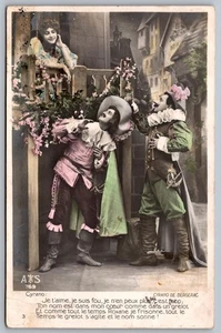 Postcard Tinted Studio RPPC French Romance I Love You I'm Crazy Balcony A40 - Picture 1 of 2