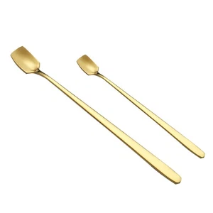  2 Pcs Square Spoons Silverware Drinking Stirring Drinks Stirrers - Picture 1 of 12