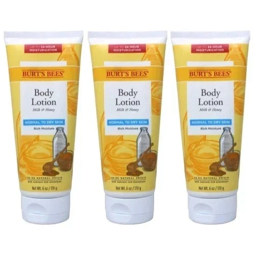 3件装Burts Bees自然滋养牛奶和蜂蜜身体乳液6.0盎司Eachz — 第 1/1 张图片