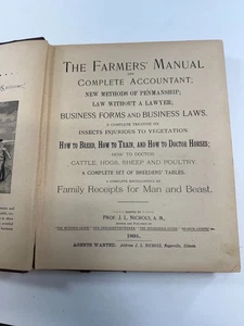 The Farmers Manual by Nichols 1895 Book Advice Bookkeeping Acounting Business - Picture 1 of 7