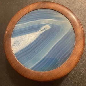 Natürlicher Achat Stein Intarsien Holz Schmuckschatulle Brasilien von Woodstones 4 Zoll - Bild 1 von 4