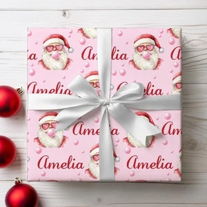 Personalized Santa Bubblegum Christmas Wrapping Paper, Funny Custom Kids Gift - Picture 1 of 6