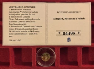 Goldprägung, 11 mm, 0,5g Gold 585, "Einigkeit / Nationalhymne" - Bild 1 von 4