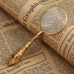 Retro 5X Magnifying Glass Handheld Magnifier Wooden Handle Optical Eye Lo-ml - Picture 1 of 10