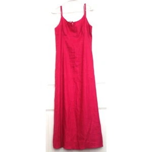 Vintage Reformation Style Linen Maxi Dress Pink Spaghetti Strap Women's Size 6 - Picture 1 of 6