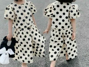 Kids Girls Outfit Set Summer Fashion Wear Polka Dot Tops Culottes Pants Clothing - Picture 1 of 12