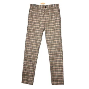 Soul Star England Plaid Pants Flat Front Straight Leg Academia Career Size 28 - Picture 1 of 7