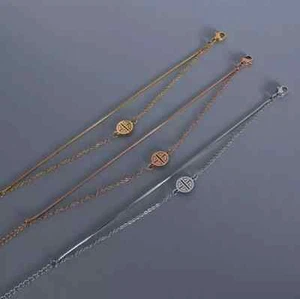 Woman's 18K Gold Plated Stainless Steel Two Layers Greek Style Chain Bracelet - Picture 1 of 10
