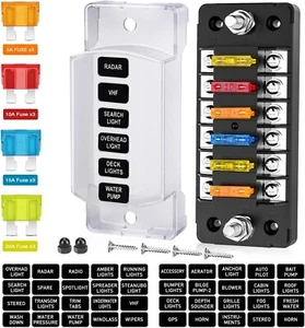 Nilight 6 Way Fuse Block with Negative Bus 12V Blade Fuse Holder ATC/ATO Fuse - Picture 1 of 9