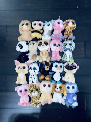 Lot Of 20 TY BEANIE BOOS SOLID EYES Purple Tush Tag No Heart Tag Bundle #BSE3 - Image 1 of 4