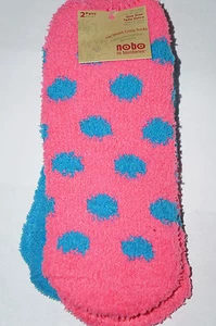 NO BOUNDARIES Women's No Show Cozy Socks 2 Pairs Pink/Blue Dot One Size NWT - Picture 1 of 6