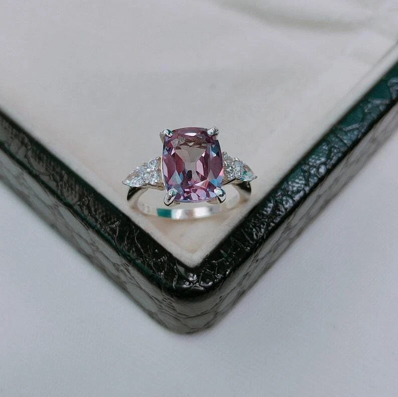 Alexandrite Ring, 925 Sterling Silver , Cushion  Ring  Color Change Stone Ring - Image 1 of 1