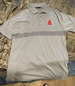 Levelwear MLB Men's Los Angeles Angels Gray Red Polo size L Golf Baseball! NWOT - Picture 1 of 3
