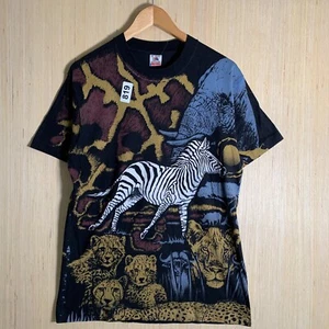 Vintage Animal Tee Shirt Adult Size Medium Black Short Sleeve Men's Pullover 90s - Picture 1 of 12