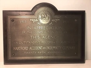hartford accident & indemnity company insurance plaque 1938 - Picture 1 of 14