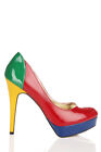 Petite Shoes Pvc Multi Contrast Heel Pump Shoes Uk Size 2.5 Brand New & Boxed