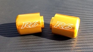 Yamaha R6 Engraved GOLD Anodized Bar Ends Sliders 2006 - 2018 - Foto 1 di 1