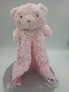 Kyle & Deena Pink Swirl Plush/Satin Inside Trim Bear Lovey Security Blanket 2017 - Picture 1 of 9