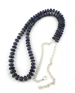 22"Long Natural Iolite Gemstone Smooth Rondelle Beaded Necklace 7.5-11.5 MM Bead - Picture 1 of 5