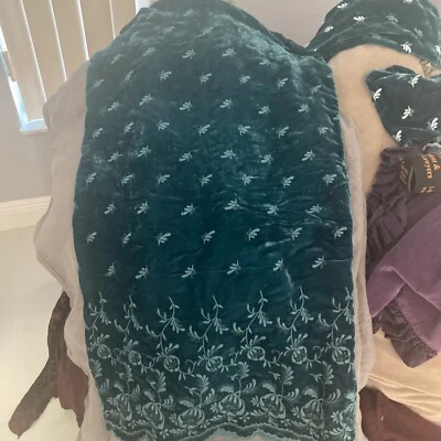 Bella Notte Silk Velvet Embroidered STANDARD Pillowcase Sham in Mineral w/DEFECT - Image 1 of 3