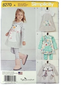 Simplicity 8270 Pattern Toddler 1/2-4 Clothing Girl Dresses Jackets PJ Legging - Picture 1 of 2