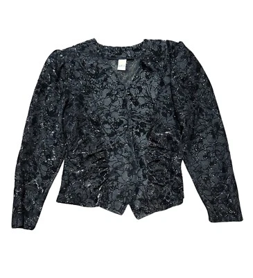 Vintage Top | 1980s Vintage Black Lace Blouse Size 10 | Vintage Evening Shirt - Image 1 of 4