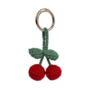 Lovely Cherry Crochet Hanging Decoration Keyring Charm for Cars Bags and More - Picture 1 of 8
