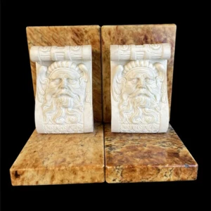 Bucherstützen Marmor Antik Stil Alabaster Geschnitzte Fratzen Hersteller Sticker - Bild 1 von 8