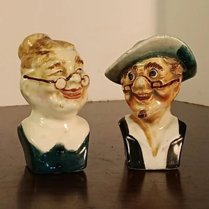 Vintage Keramik Büste Salz & Pfefferstreuer - Japan Figuren, skurriles Paar - Bild 1 von 6