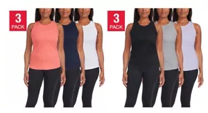 Danskin Women's 3 Pack Tank Set Soft Rib Fabric Wide Race Back Styling - Picture 1 of 15