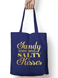 Sandy Toes And Salty Kisses Tote Bag Shopper Beach Bag Holiday Summer Love M107 - Picture 1 of 4