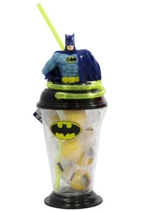 2017 DC Comics BATMAN Drinking Cup w/Crazy Straw and Gumballs Collectible, NEW - Picture 1 of 9
