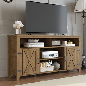 Farmhouse TV Stand for 65/60/55 inch TV Media Console Entertainment Center - Picture 1 of 9