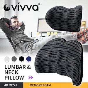 VIVVA Car Seat Memory Foam Lumbar Back Neck Pillow Cushion Chair Support Office - Picture 1 of 21