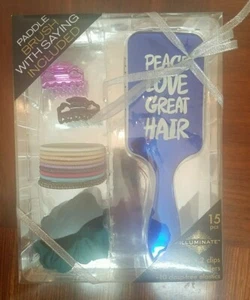 15 Pieces Hair Accesory Set 1-Cushion Brush 2-Clips 10-Elastics 2-Ponyholders - Picture 1 of 2