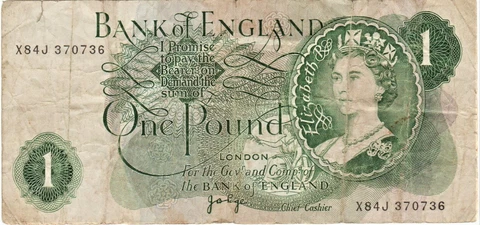BANK OF ENGLAND ONE POUND BANKNOTE SOFT WITH FOLDS Cover
